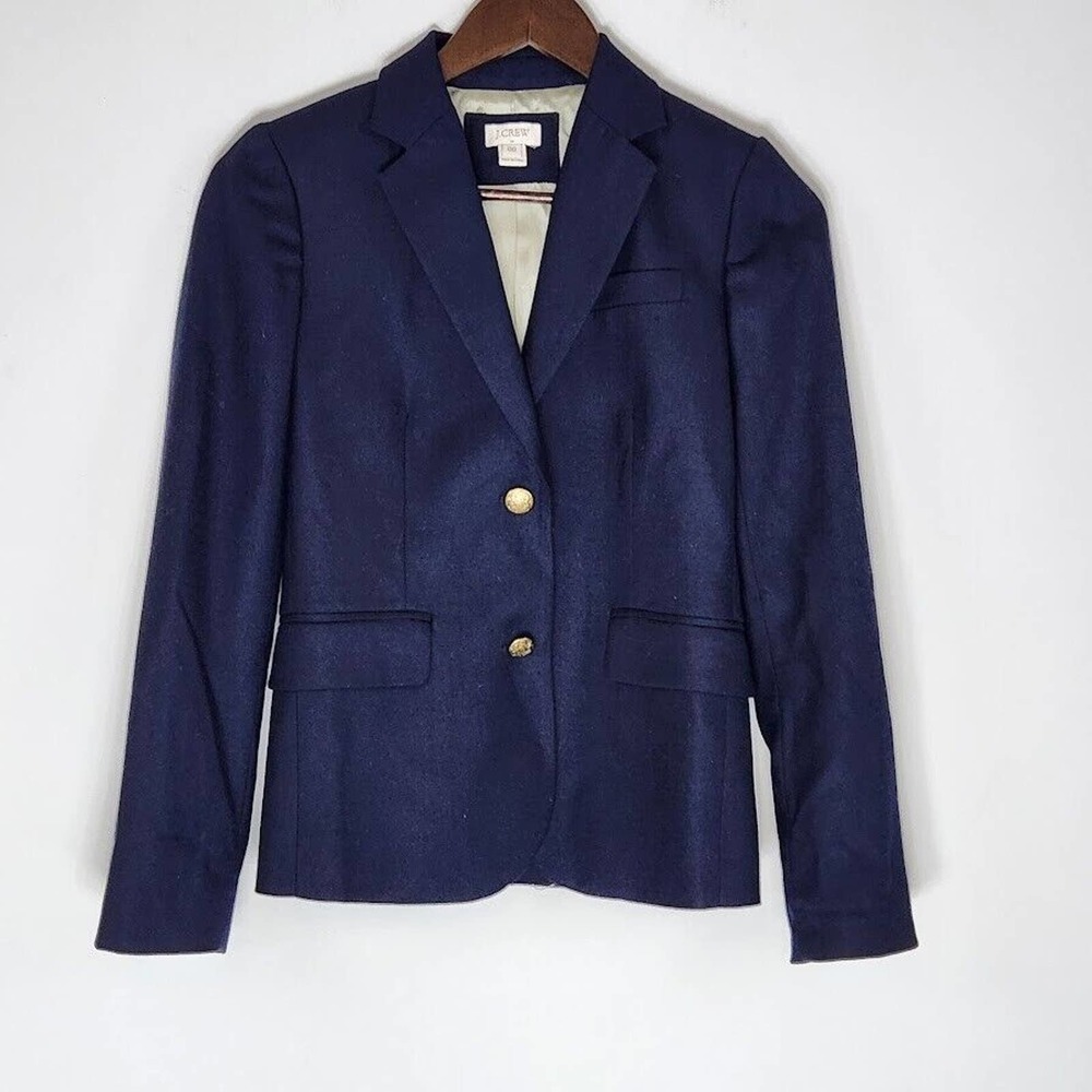 J. Crew Women's Blue Keating Blazer Wool Blend Single Vent Size 00 Style 28639 - Picture 2 of 14